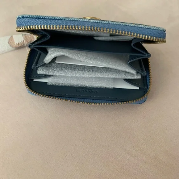 Coach Blue Denim Card Wallet - Picture 2 of 6